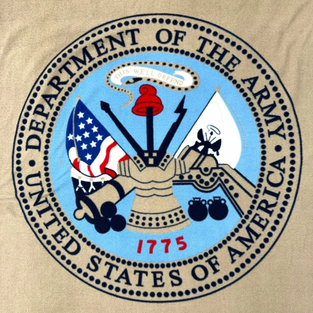 US Army Fleece Throw Blanket Double Sided Military Seal‎ Tank Helicopter 46x58